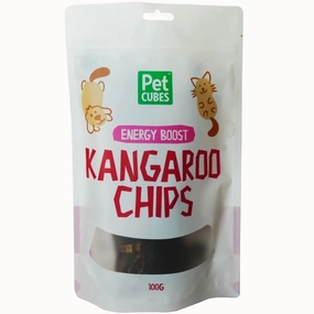 PetCubes Kangaroo Chips Grain-Free Treats For Cats & Dogs 100g premium cat food dental cat treats cat chicken treats tuna cat food cat fish treats