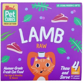 PetCubes Raw Lamb Frozen Cat Food 1.28kg natural cat food soft cat treats freeze dried cat food organic cat treats indoor cat food