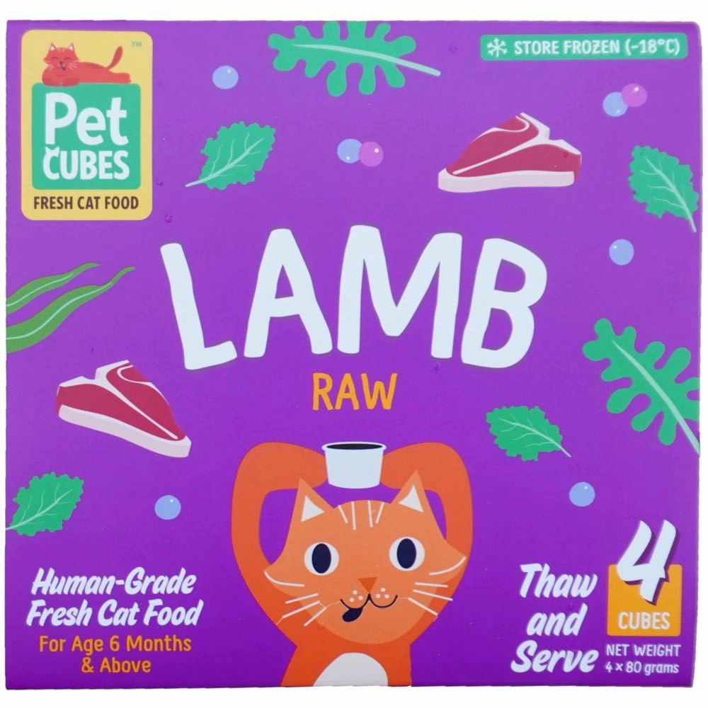PetCubes Raw Lamb Frozen Cat Food 1.28kg natural cat food soft cat treats freeze dried cat food organic cat treats indoor cat food
