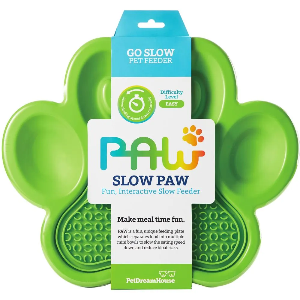 PetDreamHouse PAW 2-In-1 Interactive Slow Feeder For Cats & Dogs (Green Paw) dog puzzle toy dog slow feeder dog treat ball dog brain toy dog feeder toy