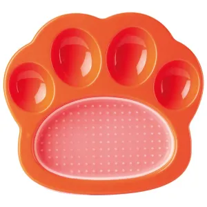 PetDreamHouse PAW 2-In-1 Mini Interactive Slow Feeder For Cats & Dogs (Orange Paw) dog bones rawhide chew sticks dog jerky bacon bone