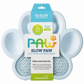 PetDreamHouse PAW 2-In-1 Interactive Slow Feeder For Cats & Dogs (Baby Blue Paw) cat leash cat bowtie cat hat cat bandana cat costume