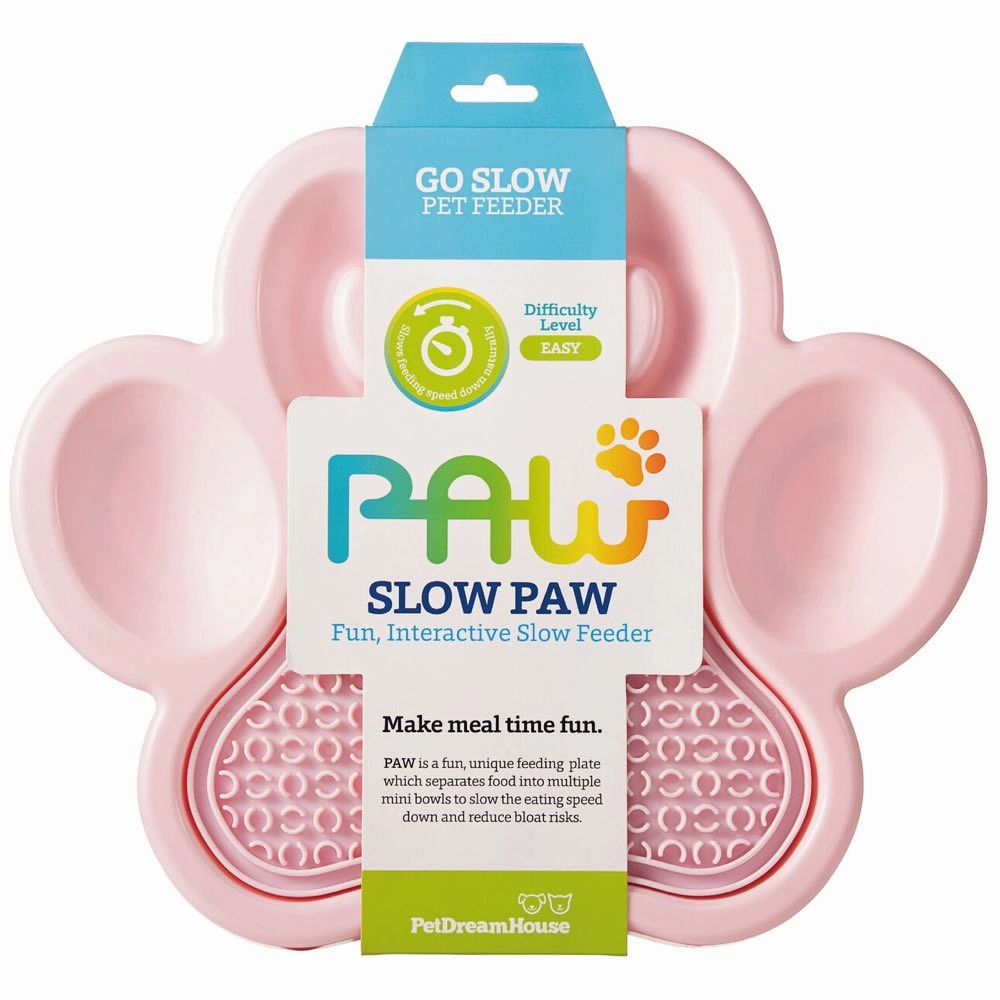 PetDreamHouse PAW 2-In-1 Interactive Slow Feeder For Cats & Dogs (Baby Pink Paw) cat leash cat bowtie cat hat cat bandana cat costume