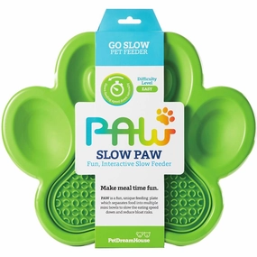 PetDreamHouse PAW 2-In-1 Interactive Slow Feeder For Cats & Dogs (Green Paw) cat leash cat bowtie cat hat cat bandana cat costume
