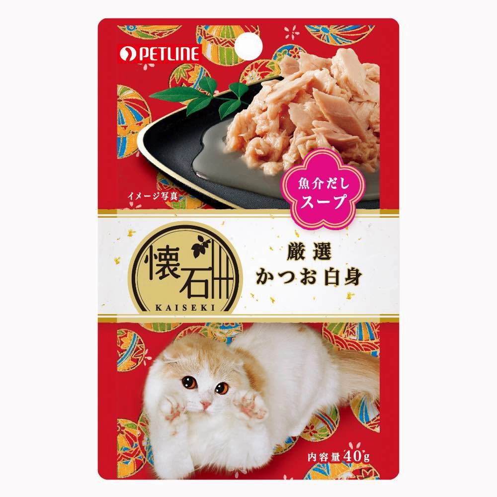 Petline Kaiseki Pouch Selected Katsuo in Soup Pouch Cat Food 40g x 12 natural cat food soft cat treats freeze dried cat food organic cat treats indoor cat food