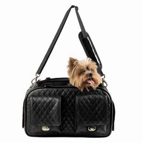 Petote Marlee 2 Dog Carrier Black Quilted dog bowtie leather collar dog charm dog party wear dog scarf set