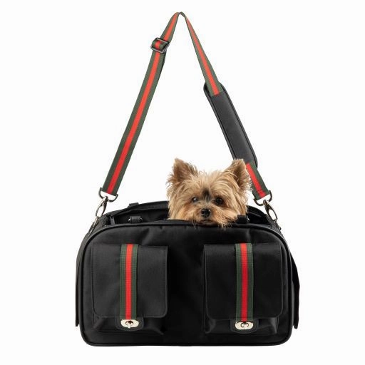 Petote Marlee 2 Dog Carrier Black Stripe dog bowtie leather collar dog charm dog party wear dog scarf set