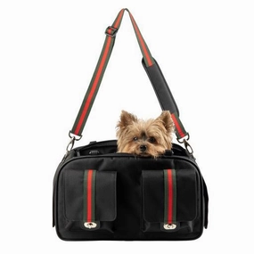 Petote Marlee 2 Dog Carrier Black Stripe dog bowtie leather collar dog charm dog party wear dog scarf set