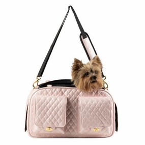 Petote Marlee 2 Dog Carrier Pink Quilted dog bowtie leather collar dog charm dog party wear dog scarf set