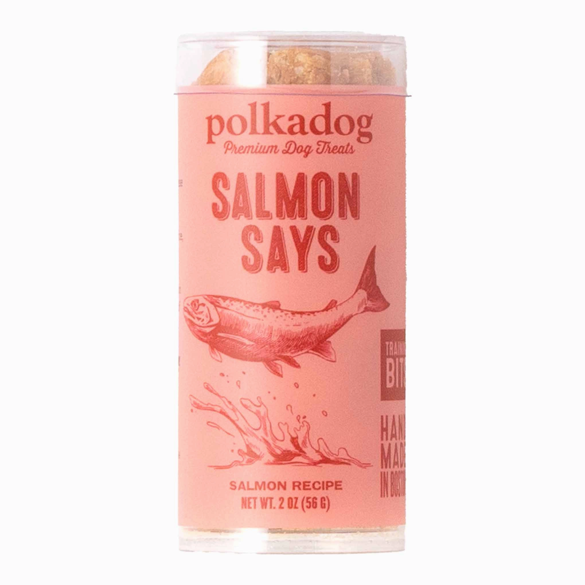 Polkadog Salmon Says Training Bits Treats For Cats & Dogs 2oz (Mini Tube) dog chew toys dog dental chews durable chew toys puppy chew toy bone chew