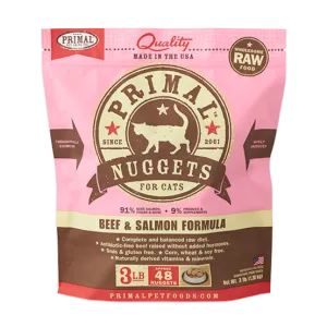 Primal Beef & Salmon Nuggets Frozen Cat Food cat treats toys for cats cat hair remover cat cleaning supplies cat food bowl