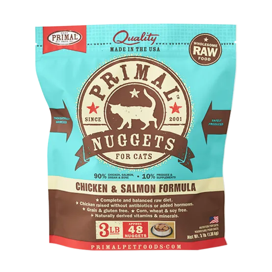Primal Chicken & Salmon Nuggets Frozen Cat Food cat treats toys for cats cat hair remover cat cleaning supplies cat food bowl