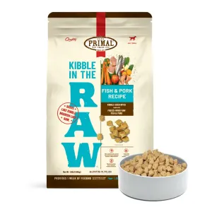 Primal Kibble In The Raw Fish & Pork Freeze-Dried Dog Food 1.5lb dog supplies dog food toys accessories dog bed