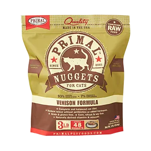 Primal Venison Nuggets Frozen Cat Food cat treats toys for cats cat hair remover cat cleaning supplies cat food bowl