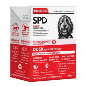 Prime100 SPD Slow Cooked Duck & Sweet Potato Wet Dog Food 354g dog sweater dog tuxedo dog dress holiday dog outfit dog birthday shirt
