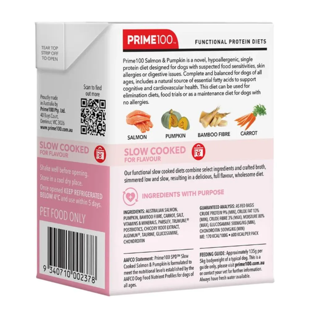 Prime100 SPD Slow Cooked Salmon & Pumpkin Wet Dog Food 354g