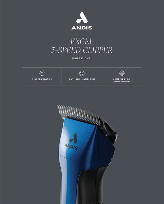 ProClip Excel 5-Speed Clipper with Super Blocking Blade, Indigo Blue