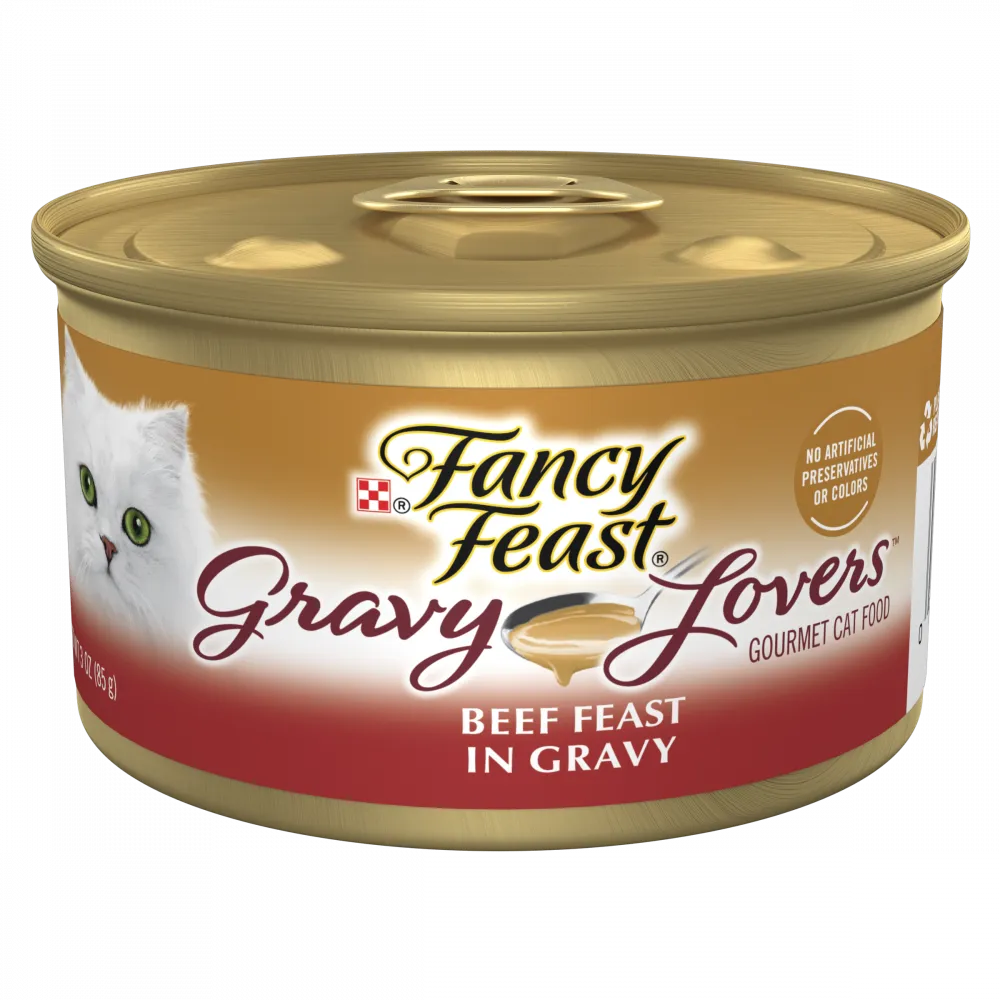Purina Fancy Feast Gravy Lovers Beef Feast Gourmet Cat Food in Wet Cat Food Gravy cat calming diffuser cat stress relief anxiety cat treats cat relaxing spray pet mood aid