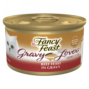Purina Fancy Feast Gravy Lovers Beef Feast Gourmet Cat Food in Wet Cat Food Gravy cat calming diffuser cat stress relief anxiety cat treats cat relaxing spray pet mood aid