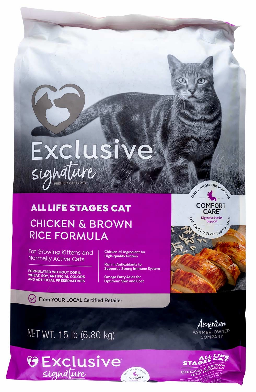 Purina Exclusive Signature Premium All Life Stages Dry Cat Food, Chicken/Brown Rice cat treats,dry cat food,cat snack pouch