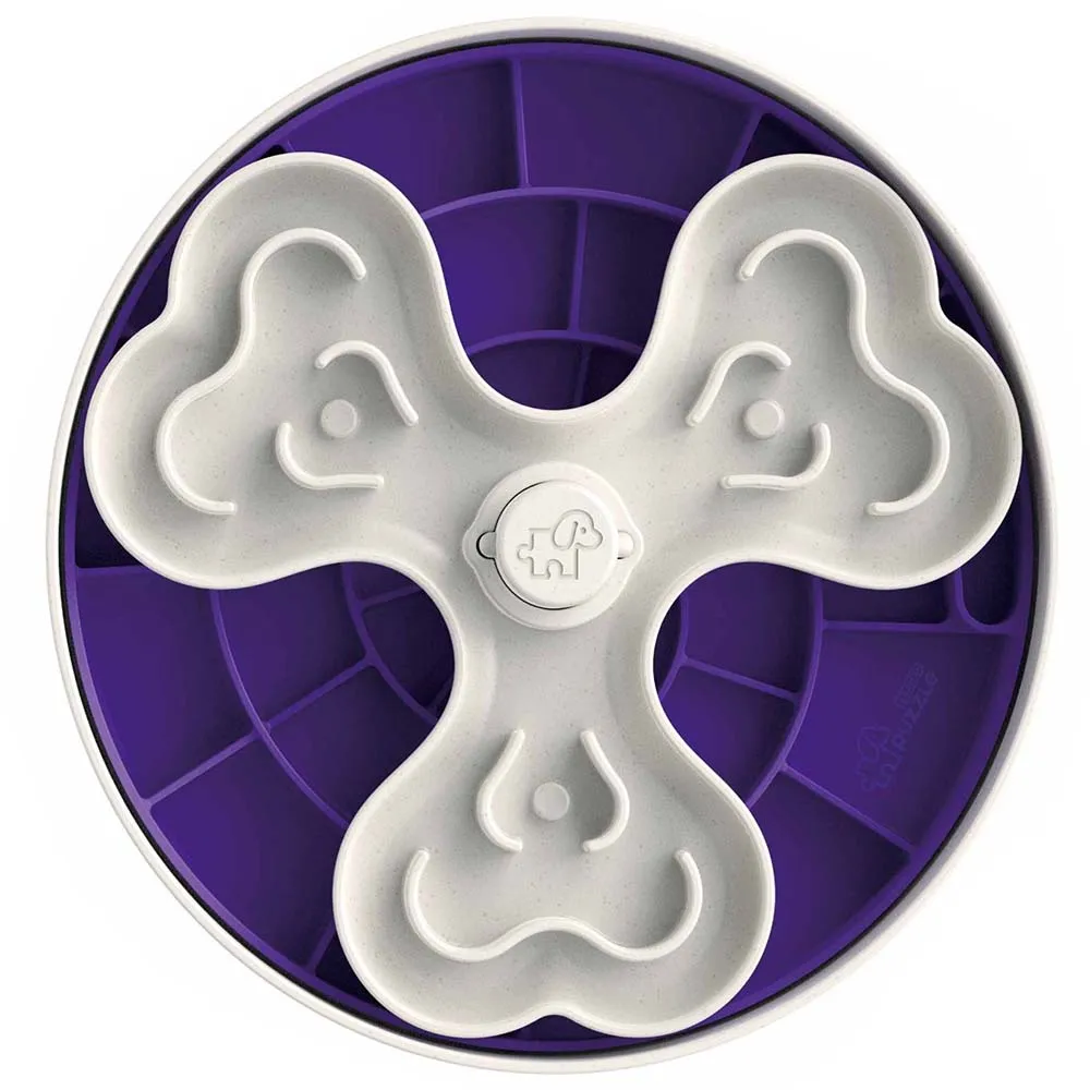 Puzzle Feeder Interactive Dog Bowl (Swirl, Purple) dog bones rawhide chew sticks dog jerky bacon bone