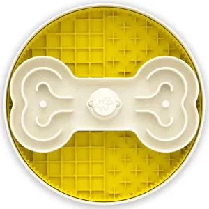 Puzzle Feeder Lick Interactive Dog Bowl (Yellow) dog bones rawhide chew sticks dog jerky bacon bone