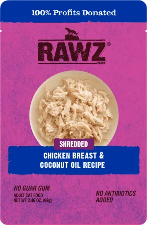 RAWZ Shredded Chicken Breast & Coconut Oil Wet Cat Food Pouch cat supplies cat house cat tree cat feeder cat collar
