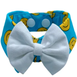 RuffCo Handcrafted Bowtie Button Collar For Cats & Dogs (Blue Smiley) puppy food dog jerky treats dog dental treats dog chicken strips organic dog food