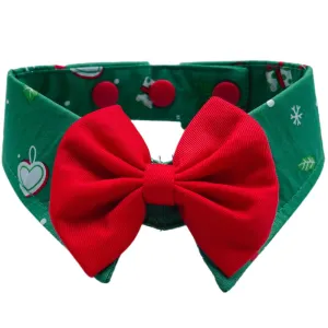 RuffCo Handcrafted Bowtie Button Collar For Cats & Dogs (Green Christmas) puppy food dog jerky treats dog dental treats dog chicken strips organic dog food