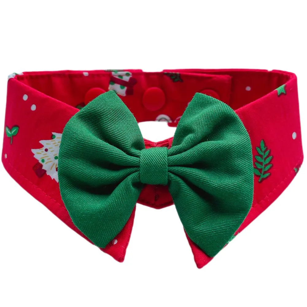RuffCo Handcrafted Bowtie Button Collar For Cats & Dogs (Red Christmas) puppy food dog jerky treats dog dental treats dog chicken strips organic dog food