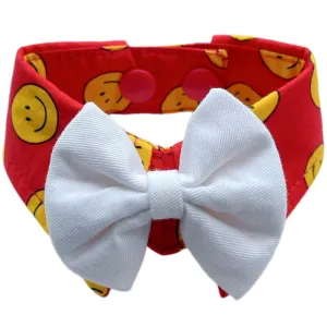 RuffCo Handcrafted Bowtie Button Collar For Cats & Dogs (Red Smiley) puppy food dog jerky treats dog dental treats dog chicken strips organic dog food