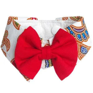 RuffCo Handcrafted Bowtie Button Collar For Cats & Dogs (White Batik) puppy food dog jerky treats dog dental treats dog chicken strips organic dog food