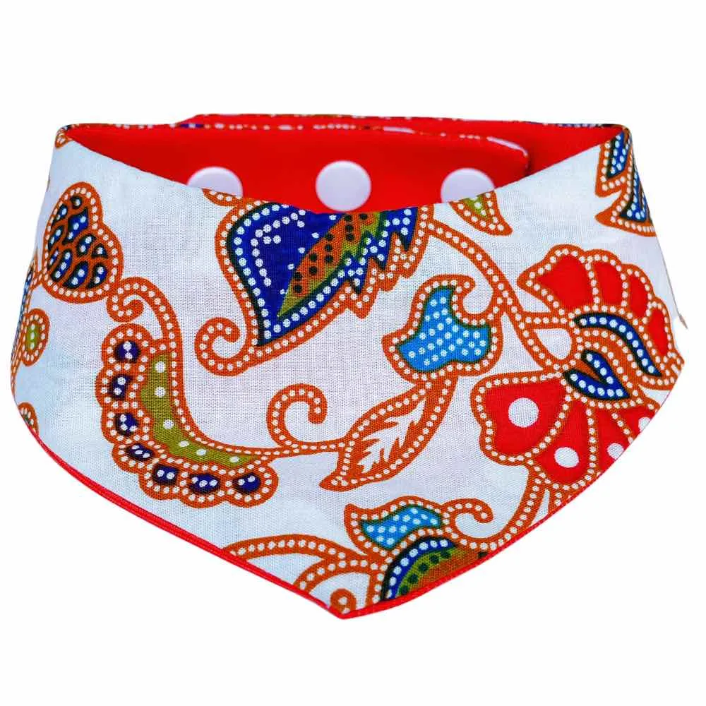 RuffCo Handcrafted Reversible Bandana For Cats & Dogs (White Batik) puppy food dog jerky treats dog dental treats dog chicken strips organic dog food