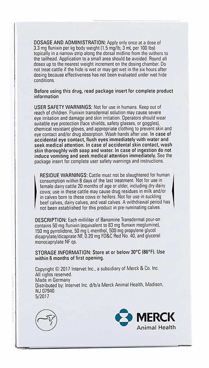 Rx Banamine Transdermal (flunixin transdermal solution) Pour-on for Cattle