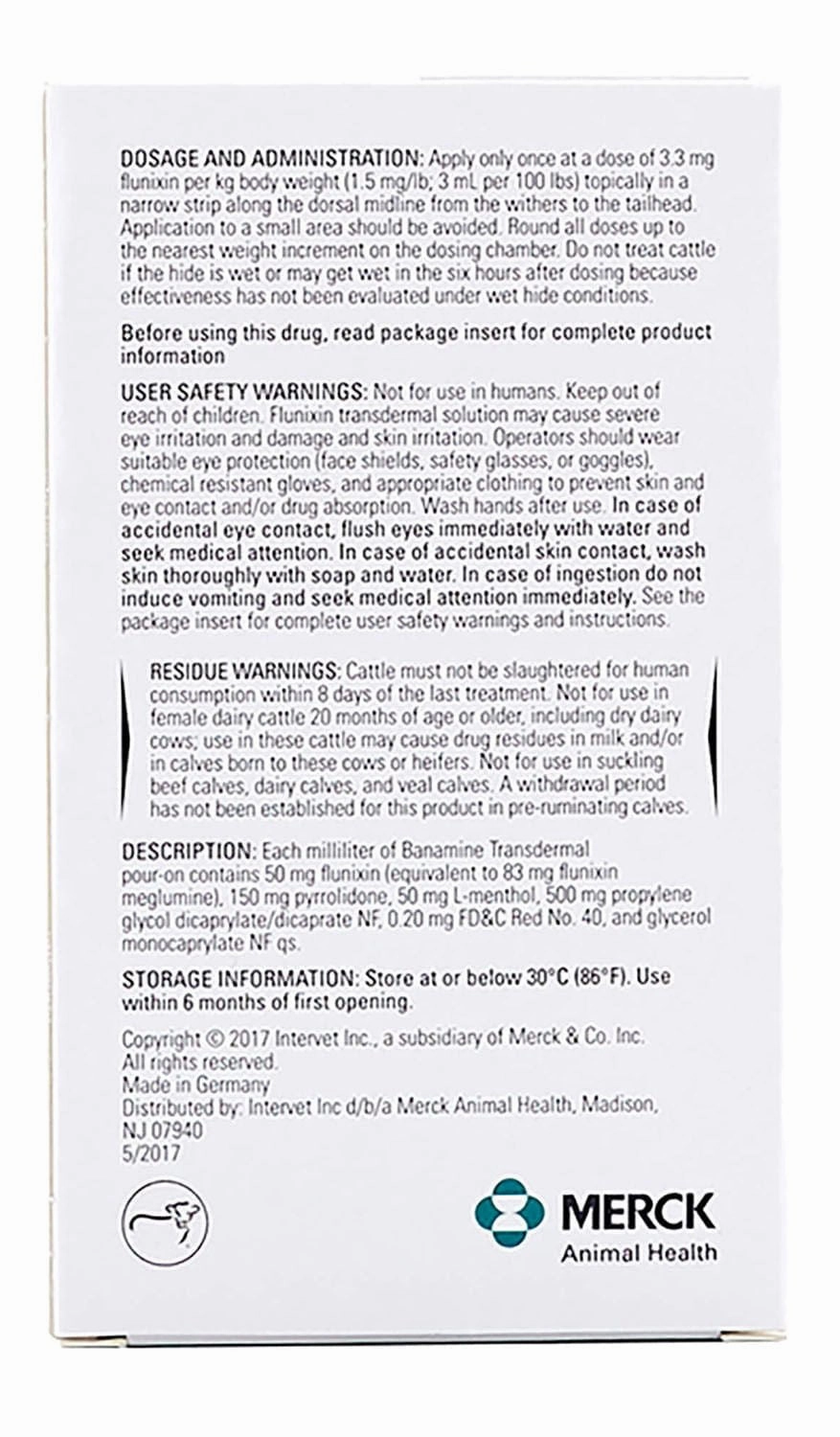 Rx Banamine Transdermal (flunixin transdermal solution) Pour-on for Cattle