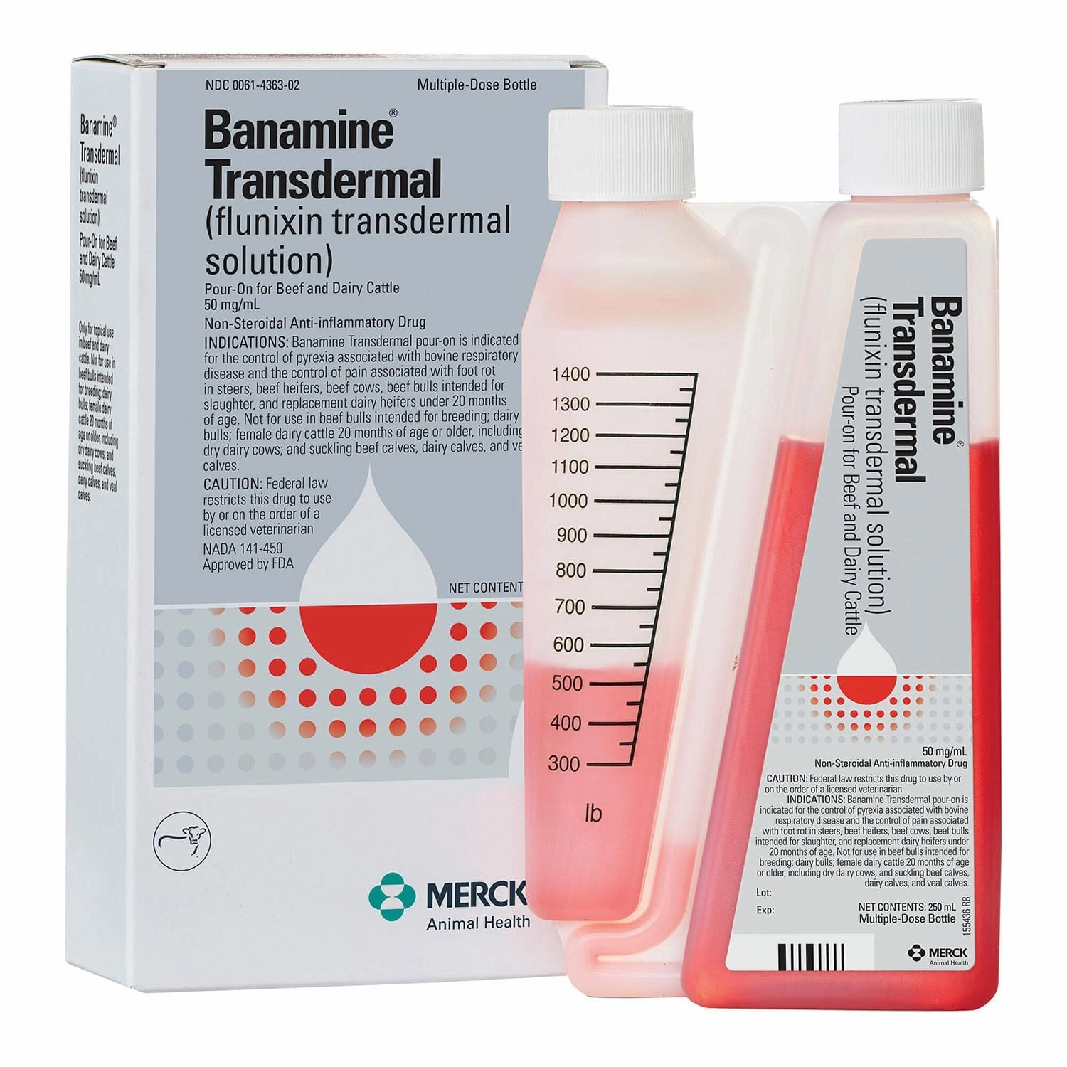 Rx Banamine Transdermal (flunixin transdermal solution) Pour-on for Cattle