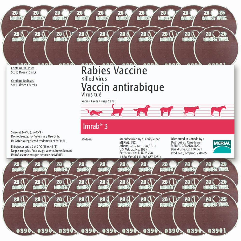 Rx Imrab 3 Rabies Vaccine, 5 x 10 Dose Kit with Tags cat climbing tree cat hammock cat steps cat grooming kit cat safety gate