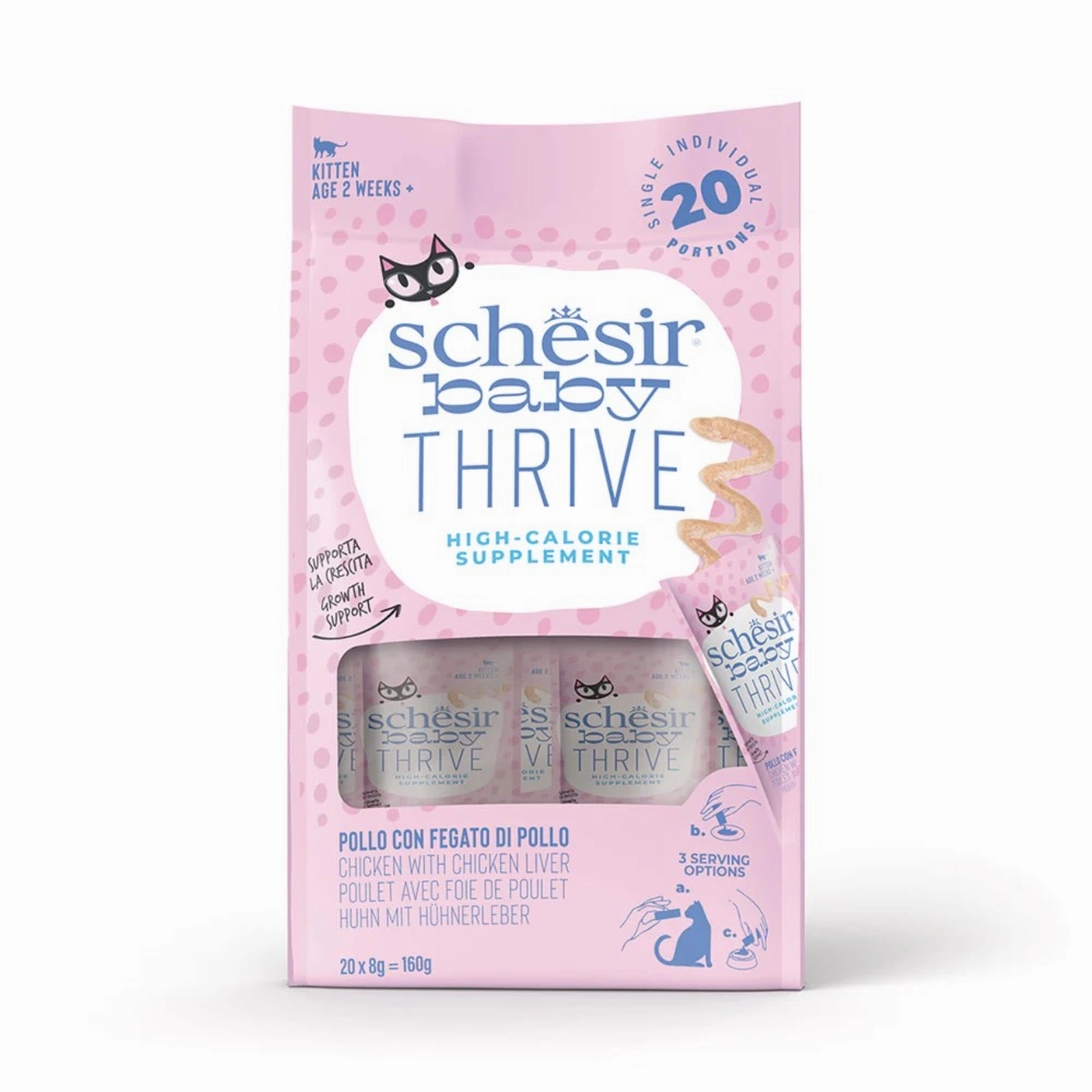 Schesir Baby Thrive High Calorie Chicken With Chicken Liver Pouch Supplement Cat Food 160g natural cat food soft cat treats freeze dried cat food organic cat treats indoor cat food