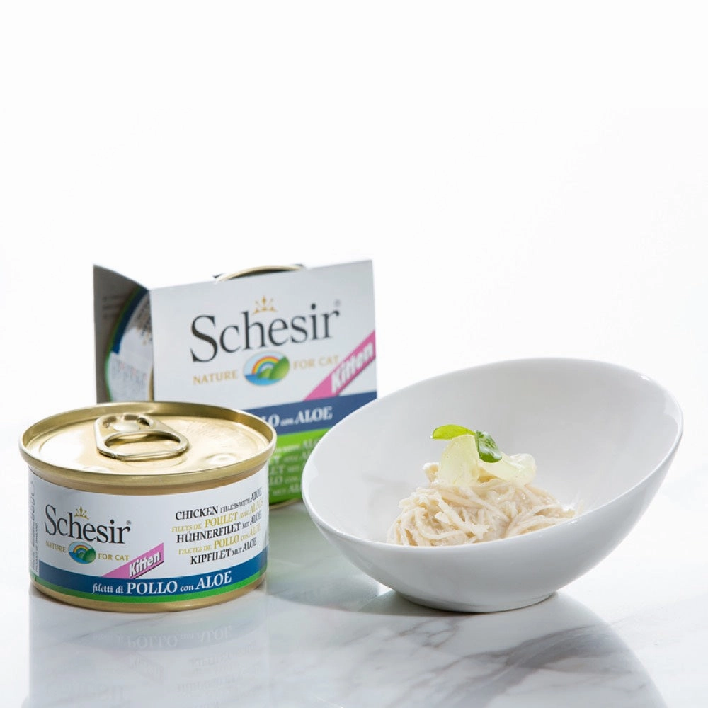 Schesir Chicken Fillet With Aloe In Jelly Kitten Canned Cat Food 85g