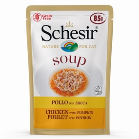 Schesir Soup With Chicken & Pumpkin Grain-Free Pouch Cat Food 85g x 12 natural cat food soft cat treats freeze dried cat food organic cat treats indoor cat food