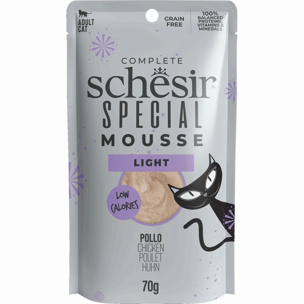 Schesir Special Mousse Light Chicken Grain-Free Adult Pouch Cat Food 70g natural cat food soft cat treats freeze dried cat food organic cat treats indoor cat food