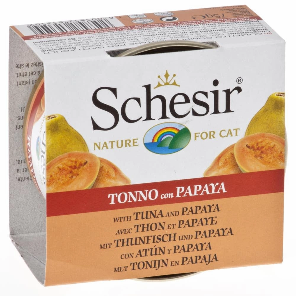 Schesir Tuna & Papaya Fruit Dinner Adult Canned Cat Food 75g natural cat food soft cat treats freeze dried cat food organic cat treats indoor cat food