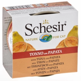 Schesir Tuna & Papaya Fruit Dinner Adult Canned Cat Food 75g natural cat food soft cat treats freeze dried cat food organic cat treats indoor cat food