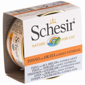 Schesir Tuna With Sea Bream In Natural Gravy Grain-Free Adult Canned Cat Food 70g natural cat food soft cat treats freeze dried cat food organic cat treats indoor cat food
