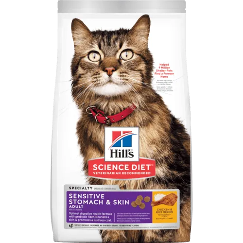 Science Diet Adult Sensitive Stomach & Skin Chicken & Rice Recipe Dry Cat Food cat supplies cat house cat tree cat feeder cat collar