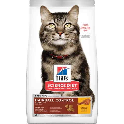 Science Diet Cat Adult 7  Hairball Control Chicken Recipe Dry Cat Food cat supplies cat house cat tree cat feeder cat collar