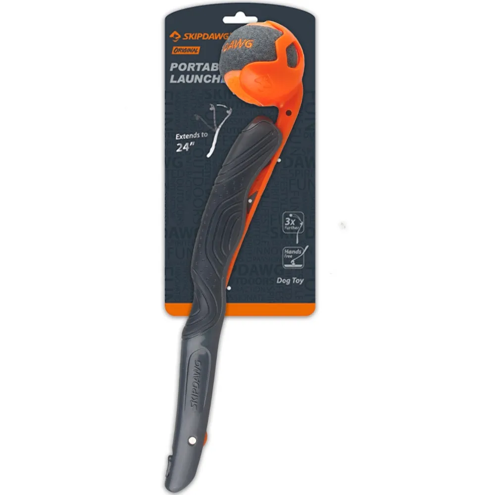 SkipDawg Foldable Ball Launcher With Tennis Ball Dog Toy dog bones rawhide chew sticks dog jerky bacon bone