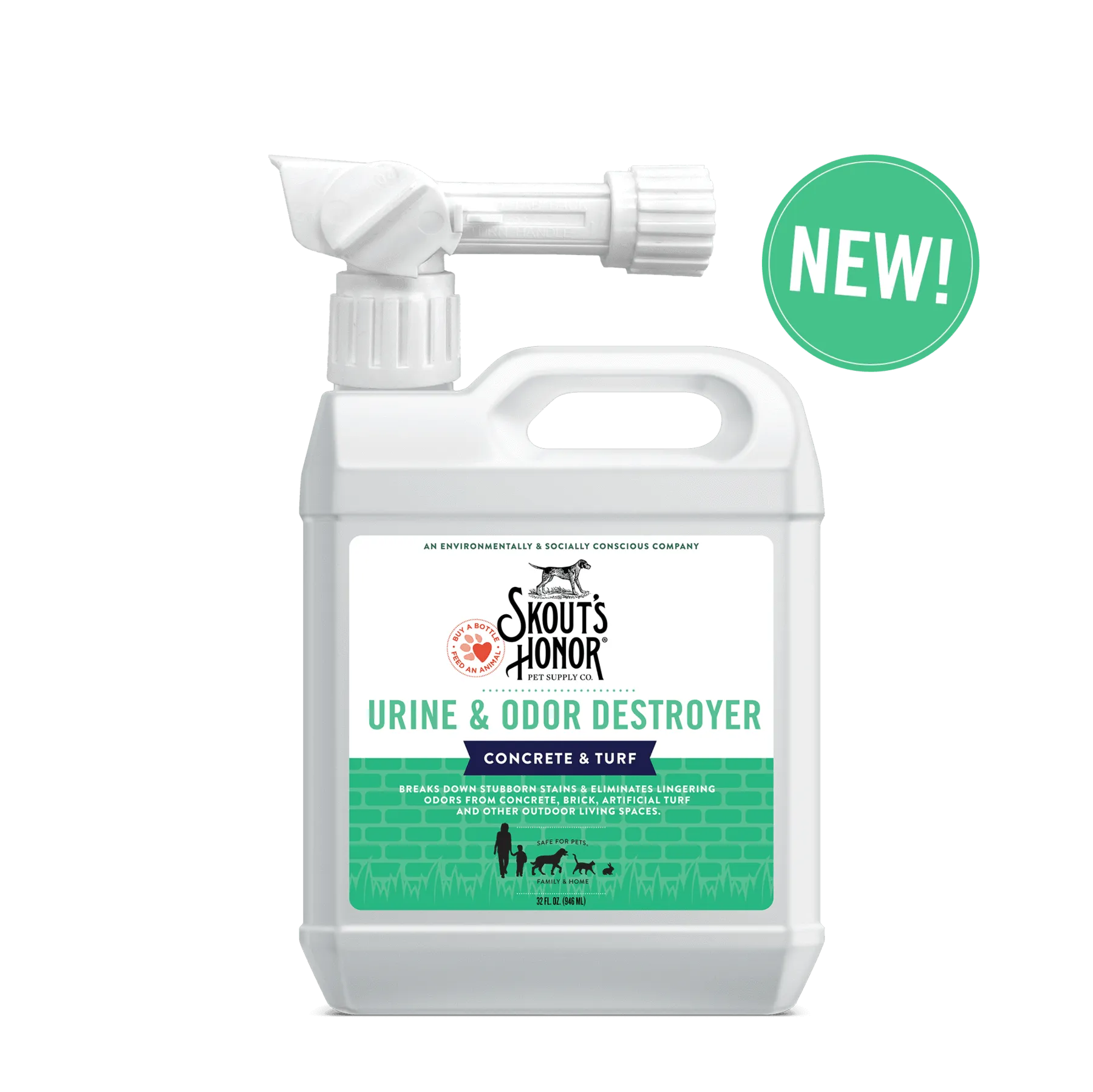 Skout's Honor Urine & Odor Destroyer Concrete & Turf - 32oz Bottle dog pain relief hip joint supplement senior dog care pet arthritis aid dog skin supplement