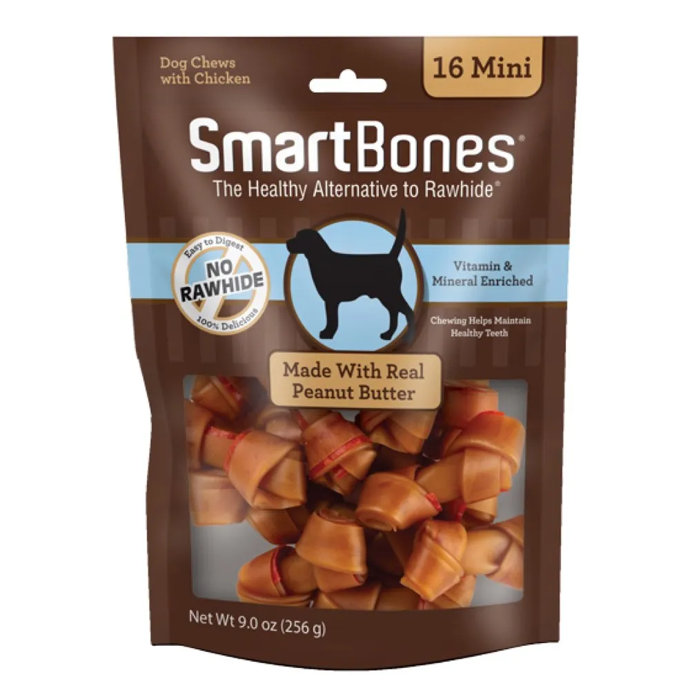 SmartBones Rawhide-Free Peanut Butter Mini Dog Chews 16pc dog supplies dog food toys accessories dog bed