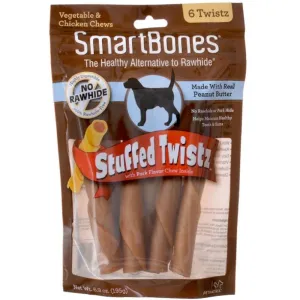 SmartBones Stuffed Twistz Peanut Butter Dog Chews 6pc dog sweater dog tuxedo dog dress holiday dog outfit dog birthday shirt